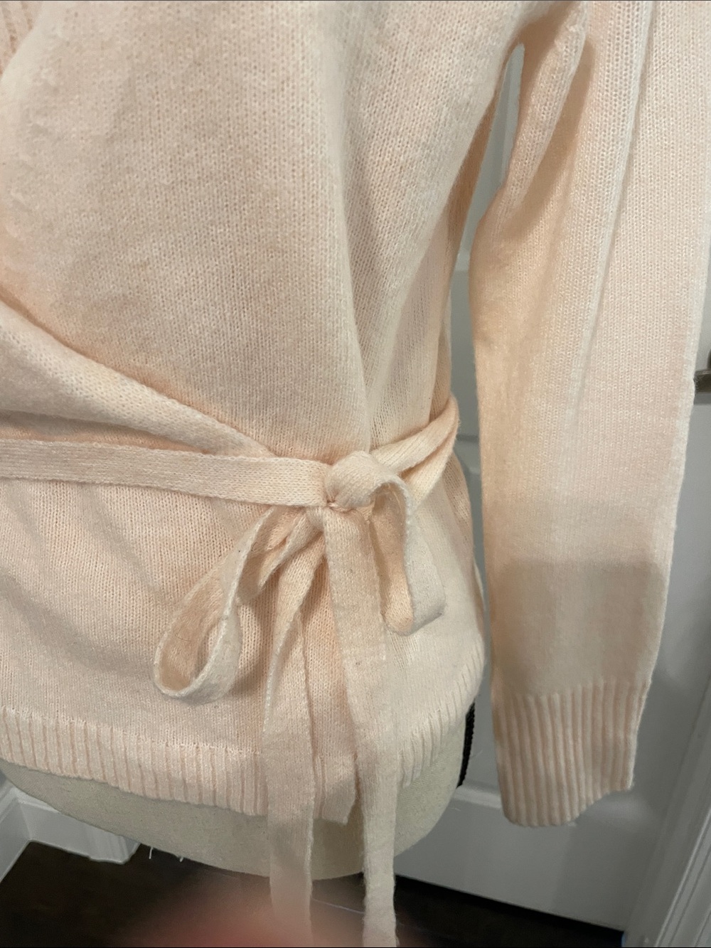 White House Black Market Soft Blush Wrap V-Neck Sweater - Picture 5 of 12